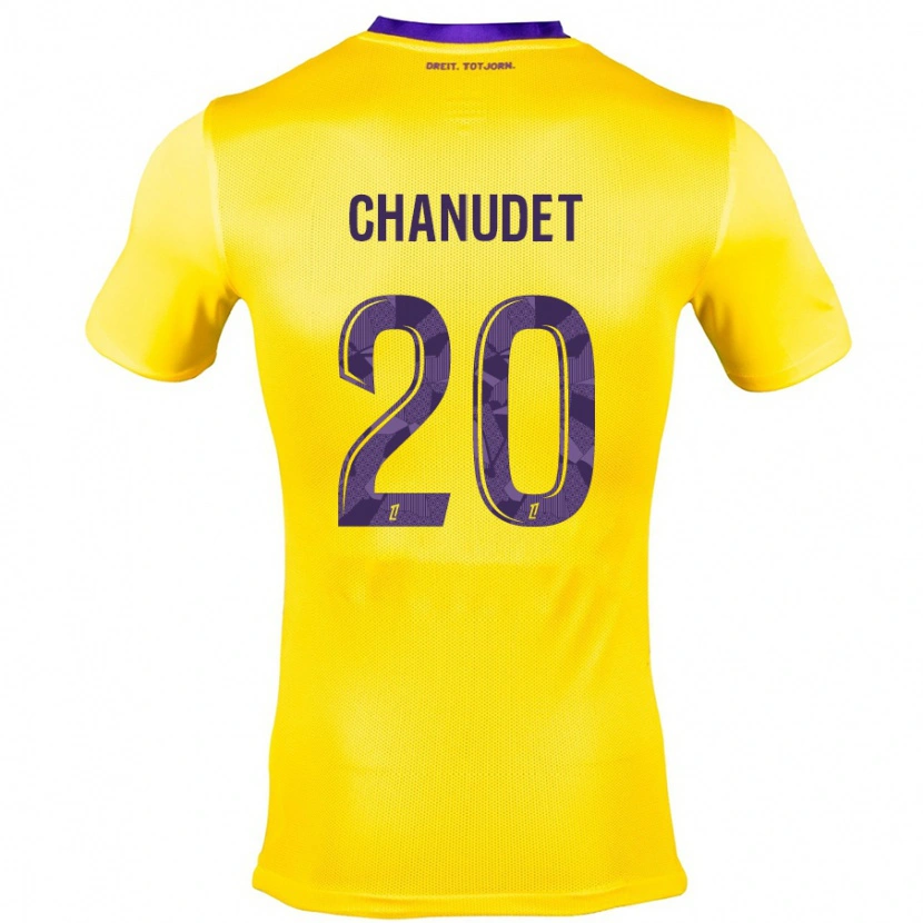 Danxen Enfant Maillot Coralie Chanudet #20 Jaune Violet Tenues Extérieur 2024/25 T-Shirt