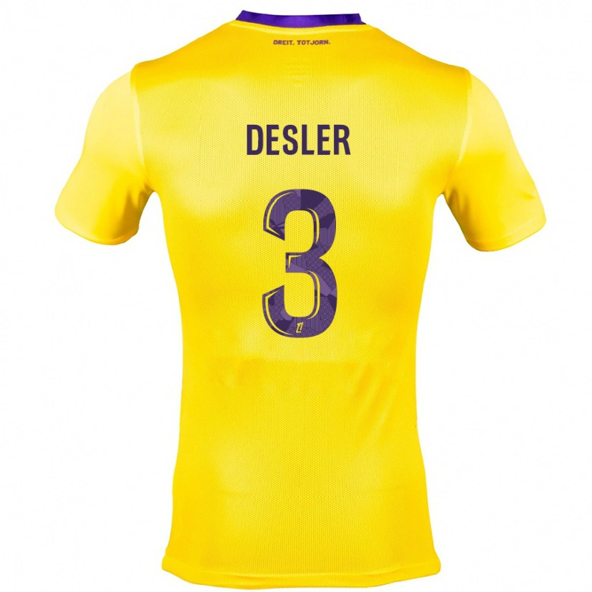 Danxen Enfant Maillot Mikkel Desler #3 Jaune Violet Tenues Extérieur 2024/25 T-Shirt