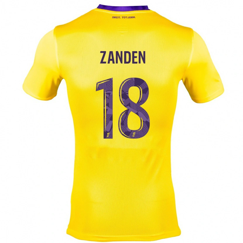 Danxen Enfant Maillot Oliver Zandén #18 Jaune Violet Tenues Extérieur 2024/25 T-Shirt