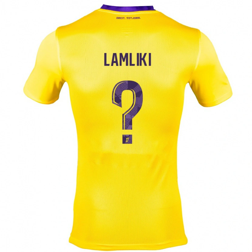 Danxen Enfant Maillot Nassim Lamliki #0 Jaune Violet Tenues Extérieur 2024/25 T-Shirt