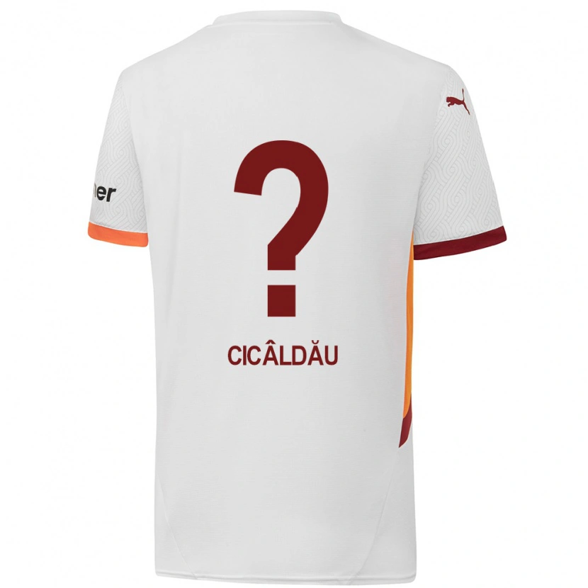 Danxen Enfant Maillot Alexandru Cicâldău #0 Blanc Jaune Rouge Tenues Extérieur 2024/25 T-Shirt