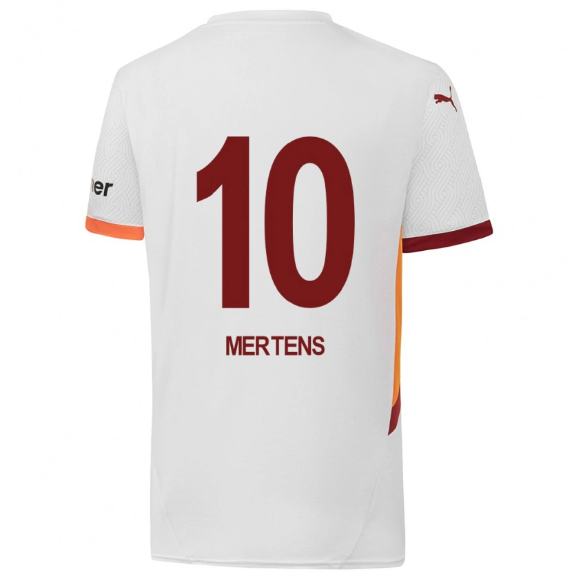 Danxen Enfant Maillot Dries Mertens #10 Blanc Jaune Rouge Tenues Extérieur 2024/25 T-Shirt