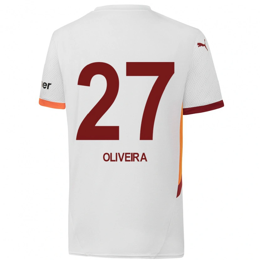 Danxen Enfant Maillot Sérgio Oliveira #27 Blanc Jaune Rouge Tenues Extérieur 2024/25 T-Shirt