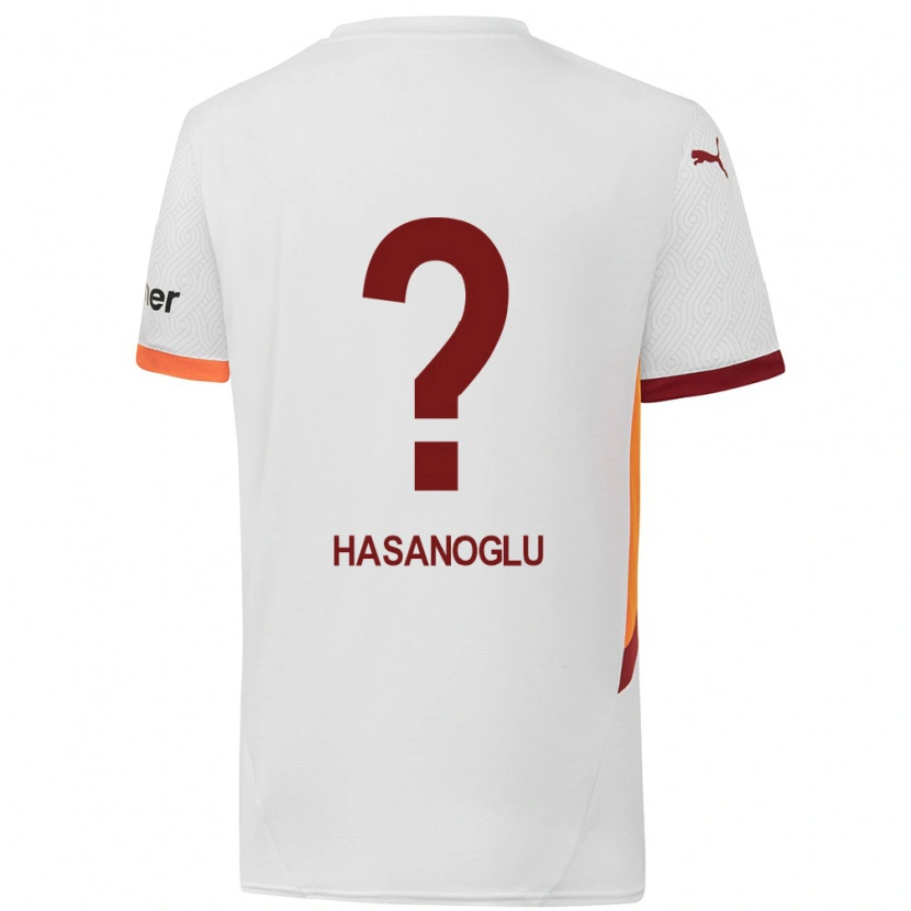 Danxen Enfant Maillot Çınar Hasanoğlu #0 Blanc Jaune Rouge Tenues Extérieur 2024/25 T-Shirt