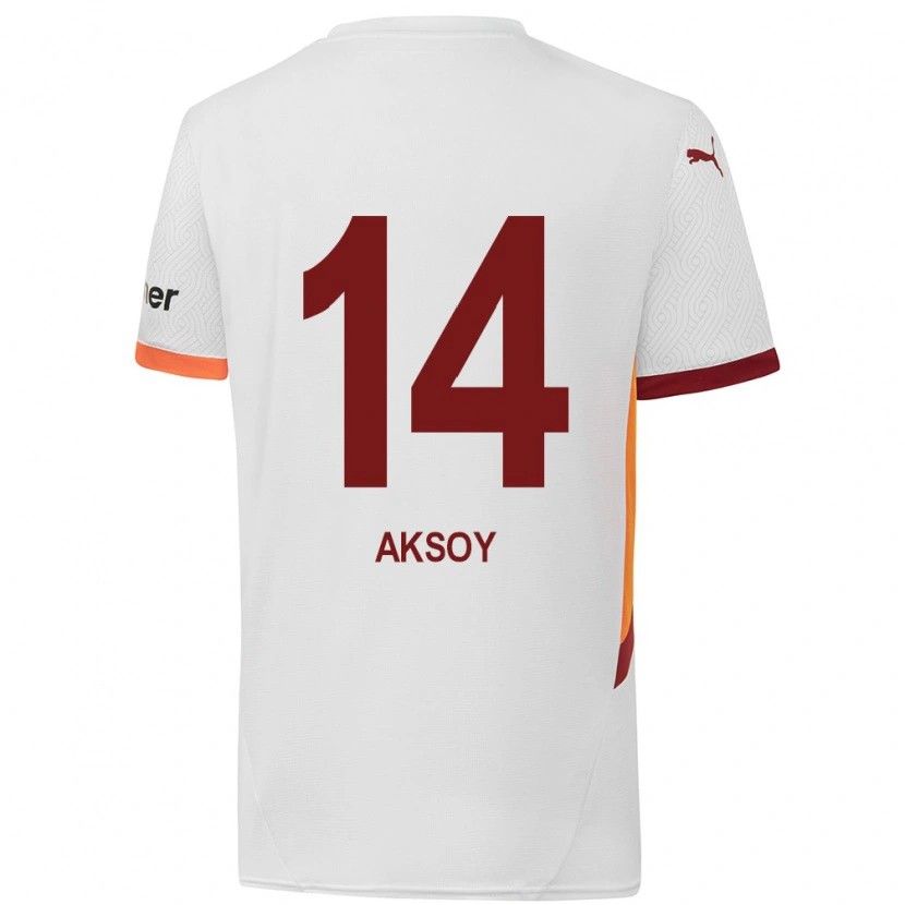 Danxen Enfant Maillot Berkan Aksoy #14 Blanc Jaune Rouge Tenues Extérieur 2024/25 T-Shirt