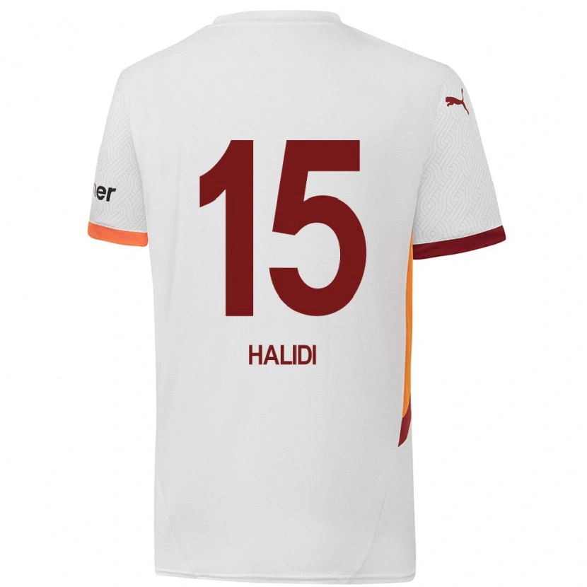 Danxen Enfant Maillot İsa Halidi #15 Blanc Jaune Rouge Tenues Extérieur 2024/25 T-Shirt