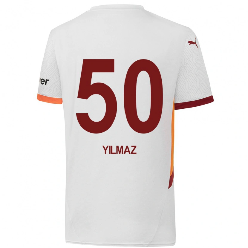 Danxen Enfant Maillot Jankat Yılmaz #50 Blanc Jaune Rouge Tenues Extérieur 2024/25 T-Shirt