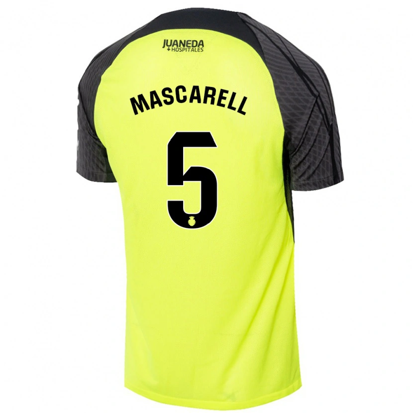 Danxen Enfant Maillot Omar Mascarell #5 Vert Fluo Noir Tenues Extérieur 2024/25 T-Shirt