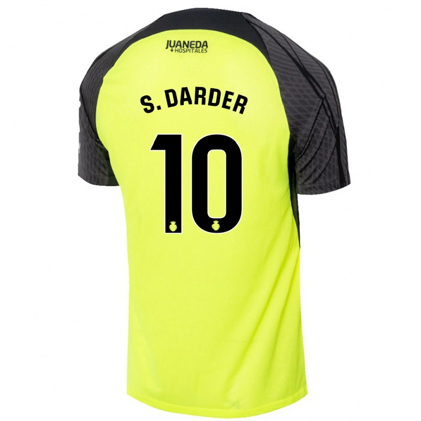 Danxen Enfant Maillot Sergi Darder #10 Vert Fluo Noir Tenues Extérieur 2024/25 T-Shirt