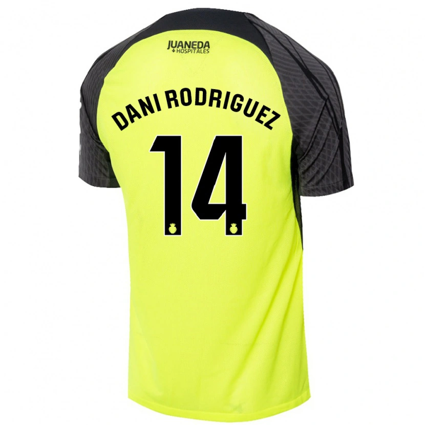 Danxen Enfant Maillot Dani Rodríguez #14 Vert Fluo Noir Tenues Extérieur 2024/25 T-Shirt