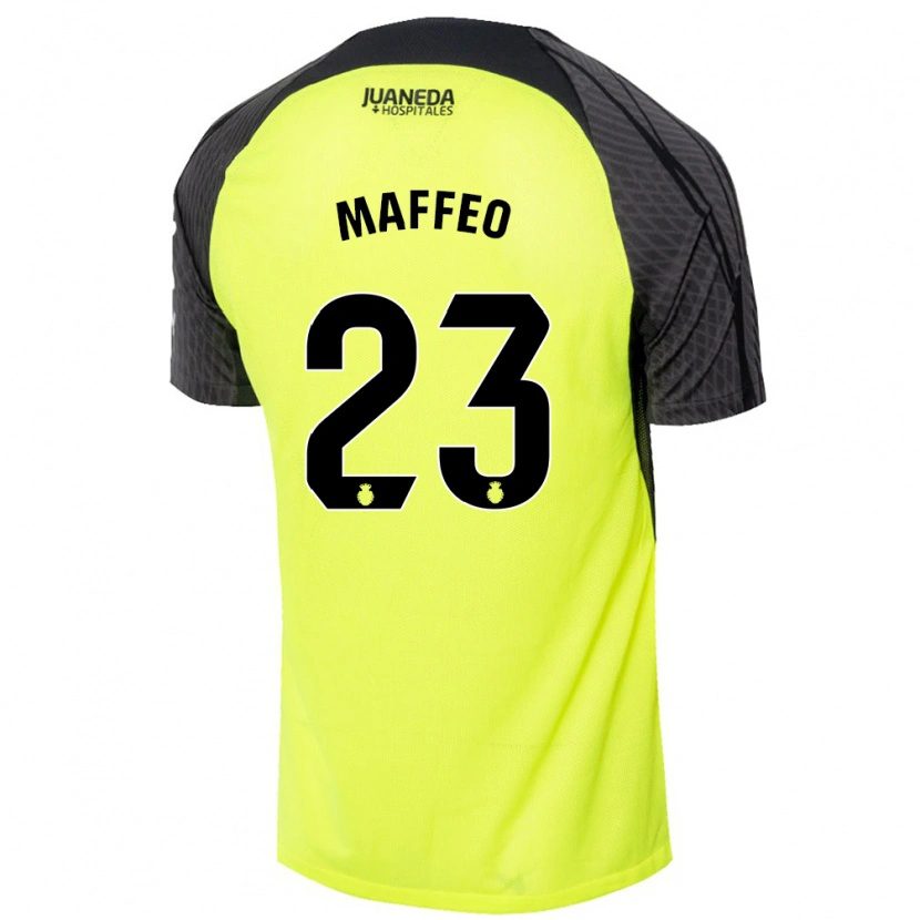 Danxen Enfant Maillot Pablo Maffeo #23 Vert Fluo Noir Tenues Extérieur 2024/25 T-Shirt