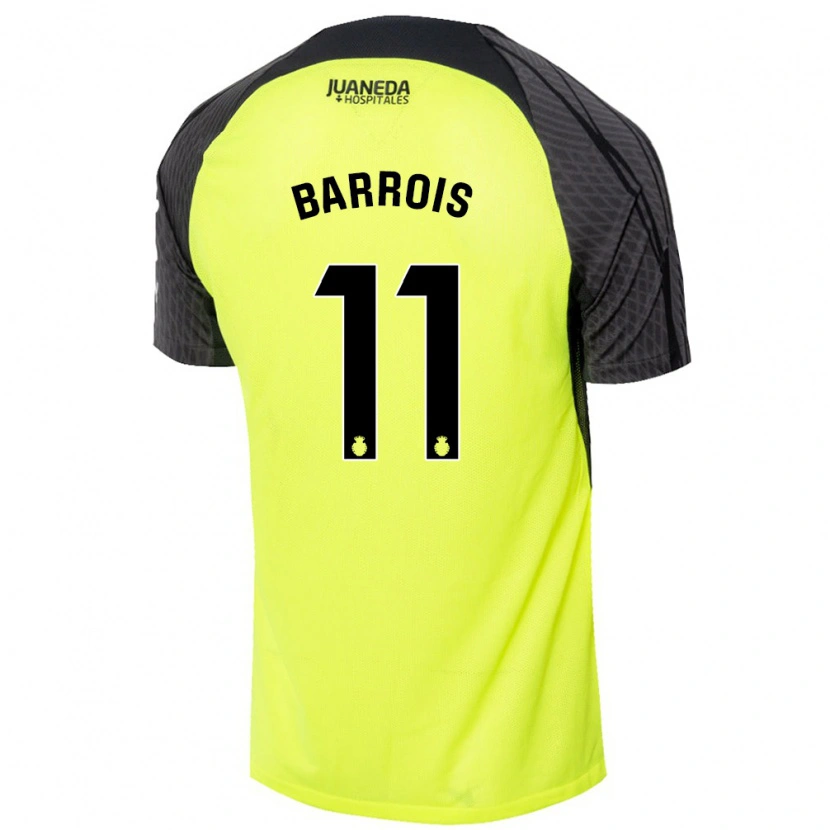 Danxen Enfant Maillot Eliott Barrois #11 Vert Fluo Noir Tenues Extérieur 2024/25 T-Shirt