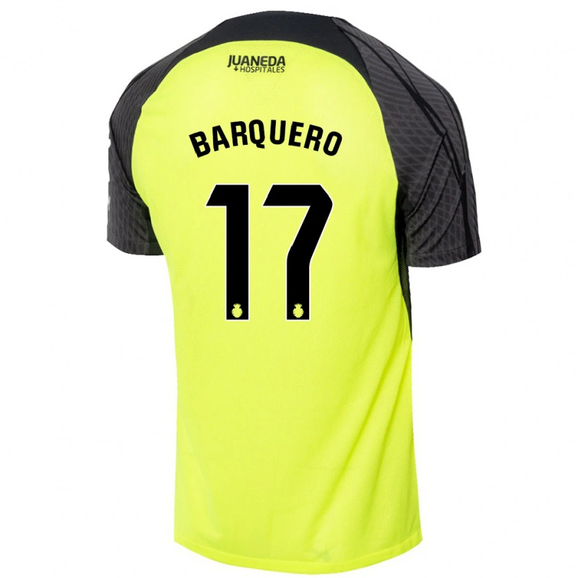 Danxen Enfant Maillot Adrián Barquero #17 Vert Fluo Noir Tenues Extérieur 2024/25 T-Shirt