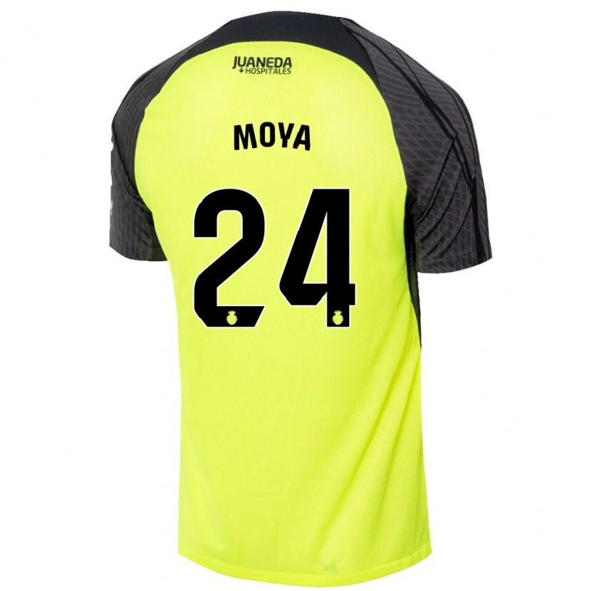 Danxen Enfant Maillot Pablo Moyá #24 Vert Fluo Noir Tenues Extérieur 2024/25 T-Shirt