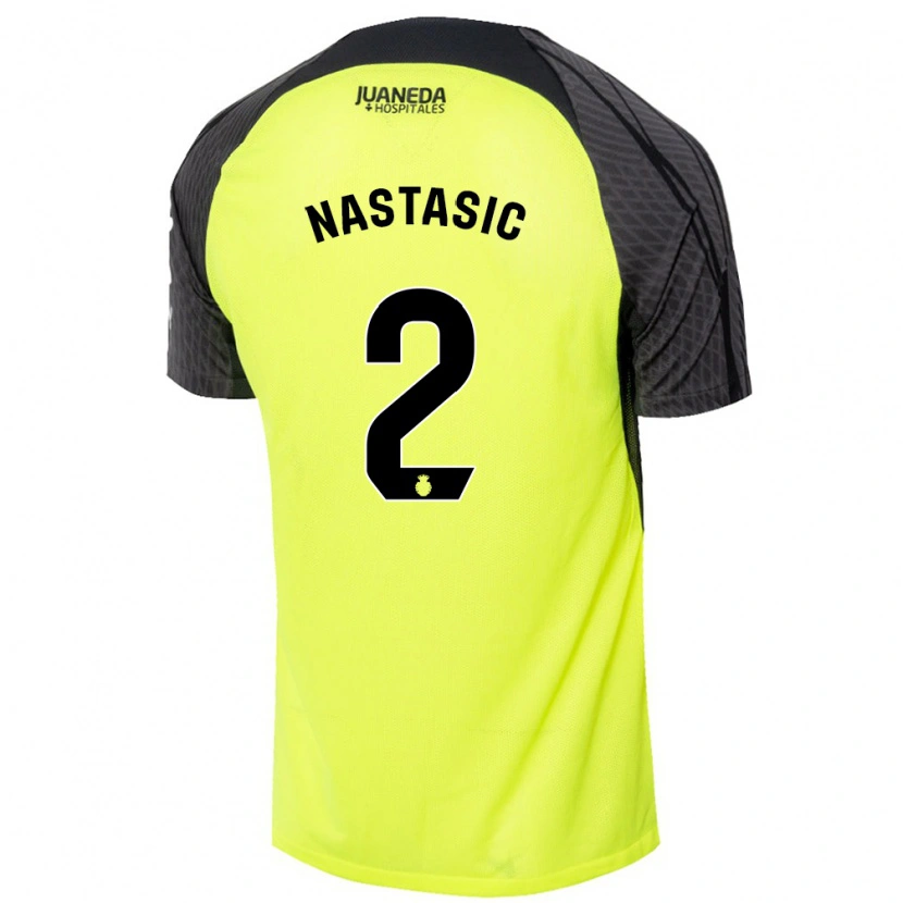 Danxen Enfant Maillot Matija Nastasic #2 Vert Fluo Noir Tenues Extérieur 2024/25 T-Shirt