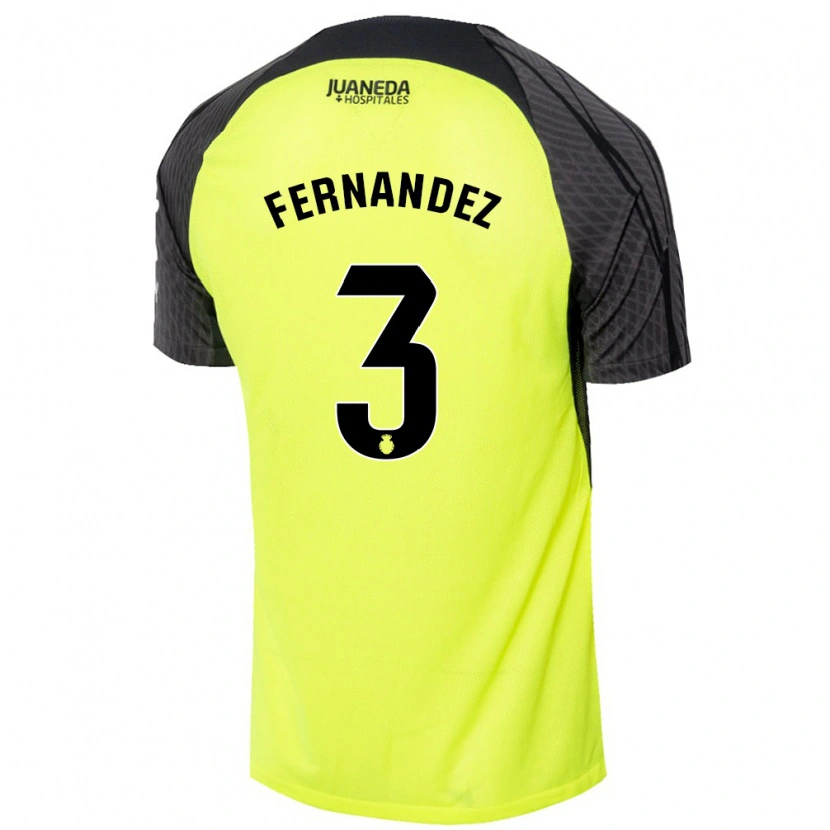 Danxen Enfant Maillot Marcos Fernández #3 Vert Fluo Noir Tenues Extérieur 2024/25 T-Shirt