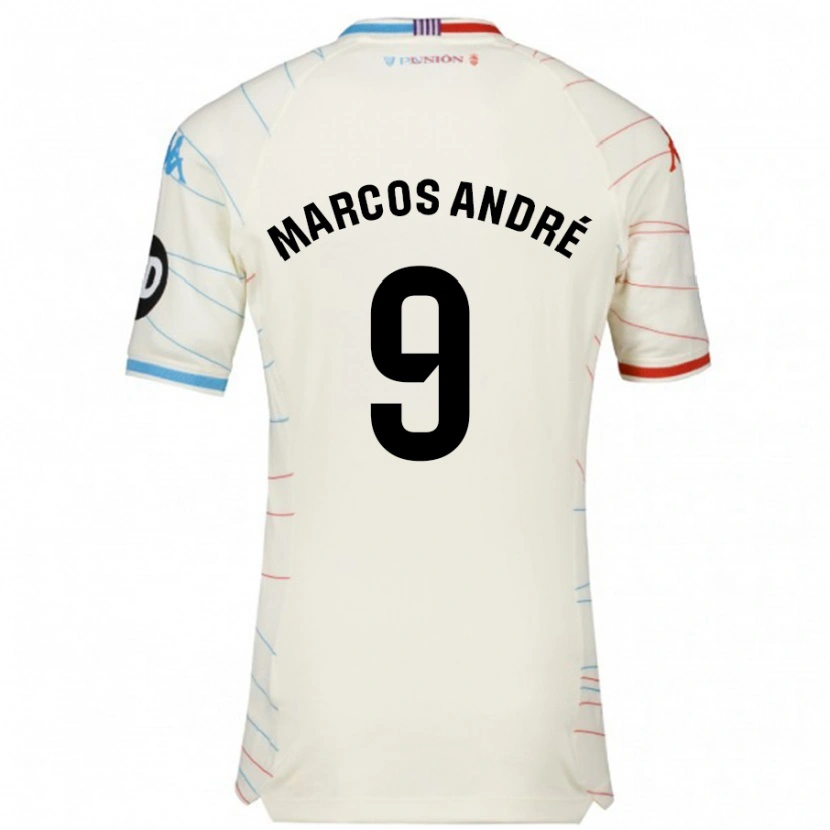 Danxen Enfant Maillot Marcos André #9 Blanc Rouge Bleu Tenues Extérieur 2024/25 T-Shirt