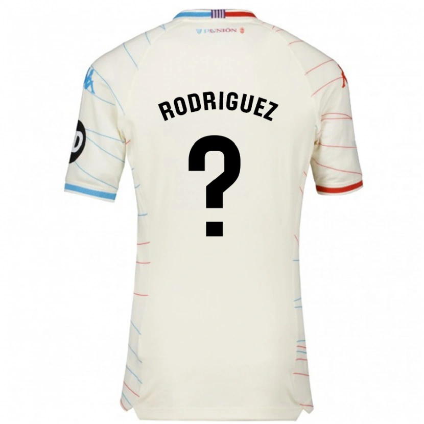 Danxen Enfant Maillot Gabriel Rodríguez #0 Blanc Rouge Bleu Tenues Extérieur 2024/25 T-Shirt