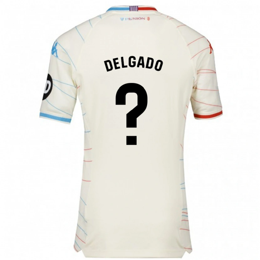 Danxen Enfant Maillot Jorge Delgado #0 Blanc Rouge Bleu Tenues Extérieur 2024/25 T-Shirt