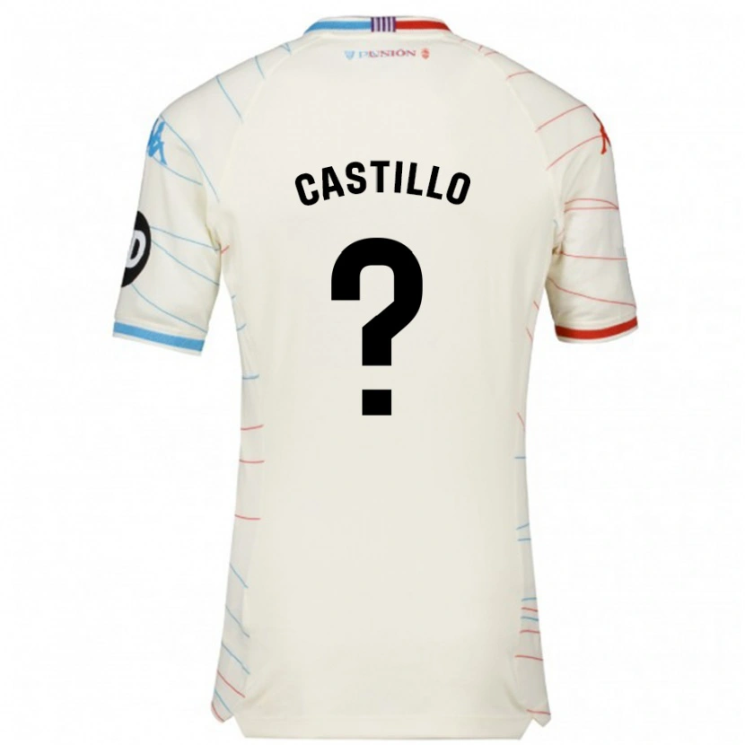 Danxen Enfant Maillot Gonzalo Castillo #0 Blanc Rouge Bleu Tenues Extérieur 2024/25 T-Shirt