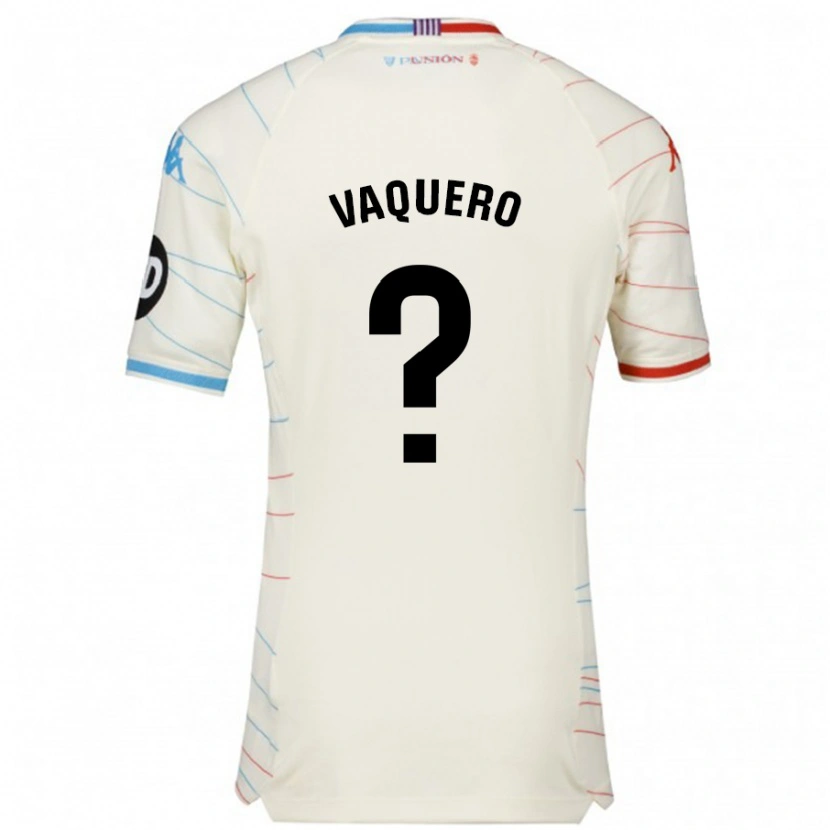 Danxen Enfant Maillot Fernando Vaquero #0 Blanc Rouge Bleu Tenues Extérieur 2024/25 T-Shirt