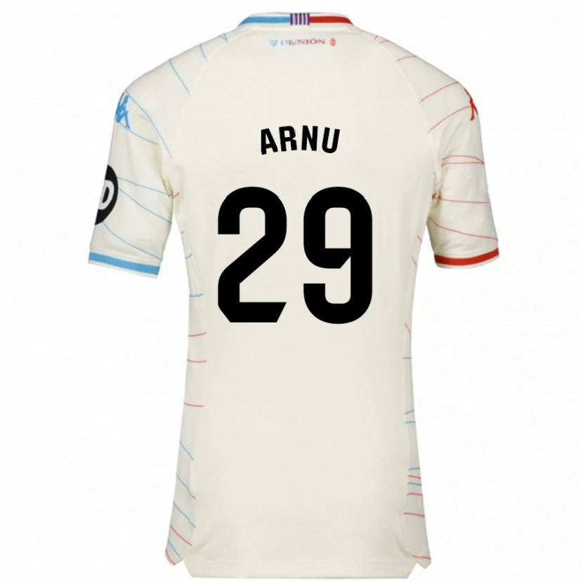 Danxen Enfant Maillot Adrián Arnu #29 Blanc Rouge Bleu Tenues Extérieur 2024/25 T-Shirt