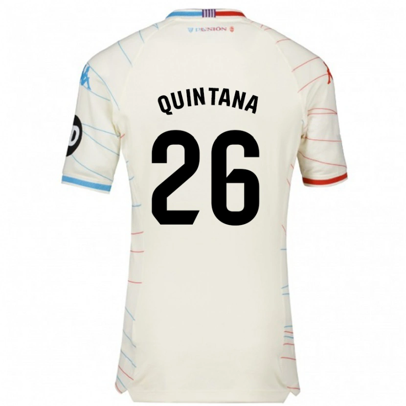 Danxen Enfant Maillot Alberto Quintana #26 Blanc Rouge Bleu Tenues Extérieur 2024/25 T-Shirt