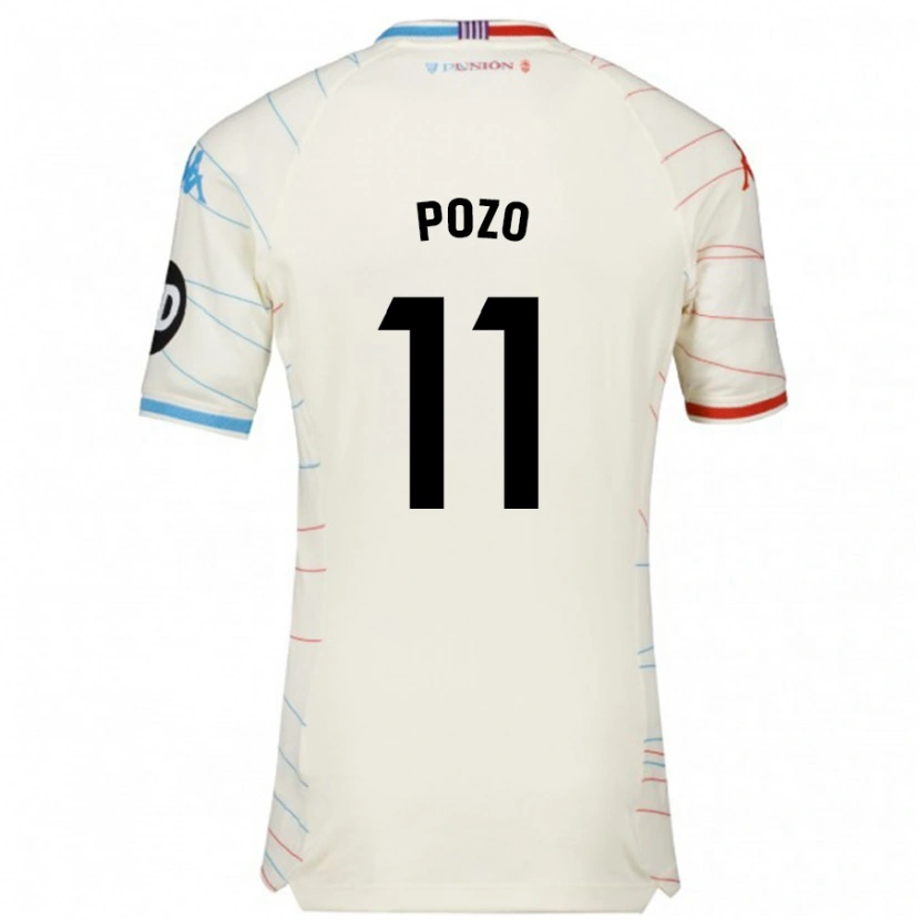 Danxen Enfant Maillot Manuel Pozo #11 Blanc Rouge Bleu Tenues Extérieur 2024/25 T-Shirt