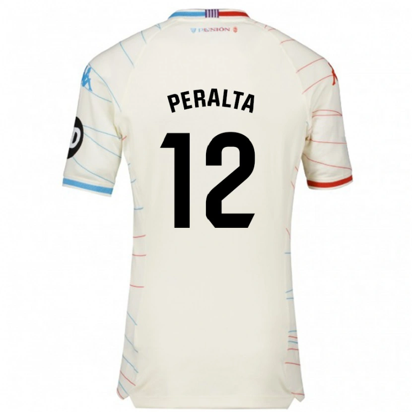 Danxen Enfant Maillot Fernando Peralta #12 Blanc Rouge Bleu Tenues Extérieur 2024/25 T-Shirt