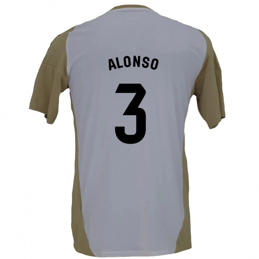 Danxen Enfant Maillot Julio Alonso #3 Marron Blanc Tenues Extérieur 2024/25 T-Shirt