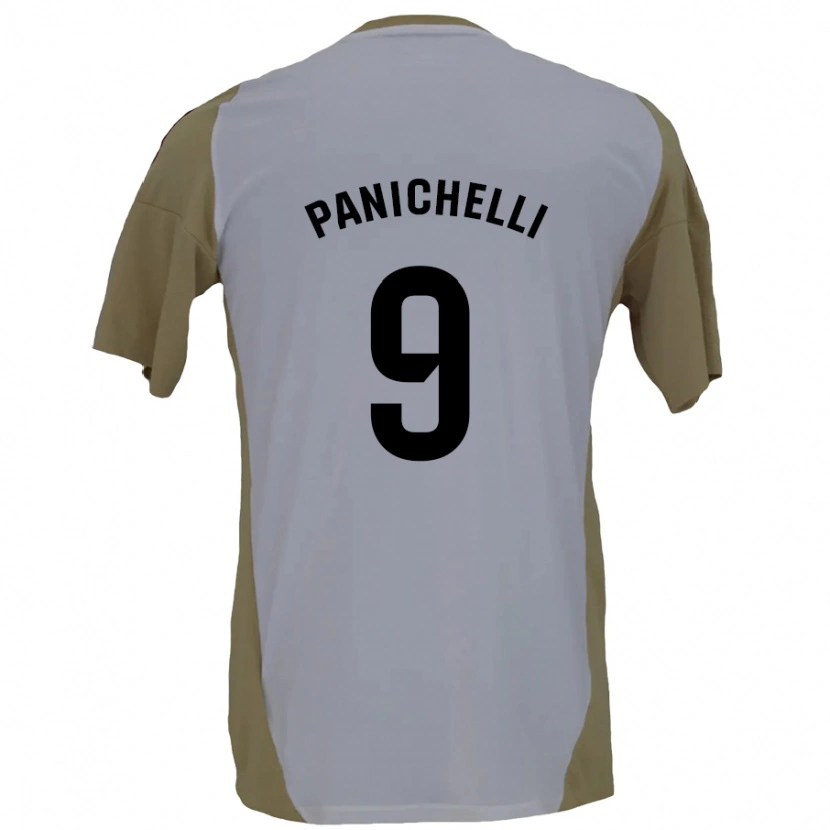 Danxen Enfant Maillot Joaquín Panichelli #9 Marron Blanc Tenues Extérieur 2024/25 T-Shirt