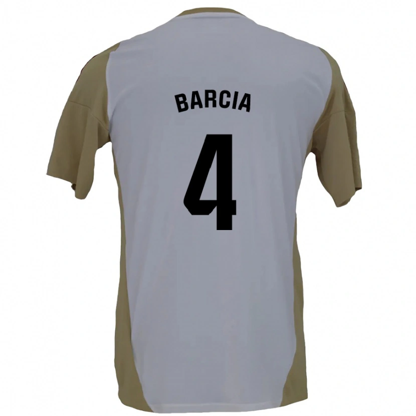 Danxen Enfant Maillot Sergio Barcia #4 Marron Blanc Tenues Extérieur 2024/25 T-Shirt