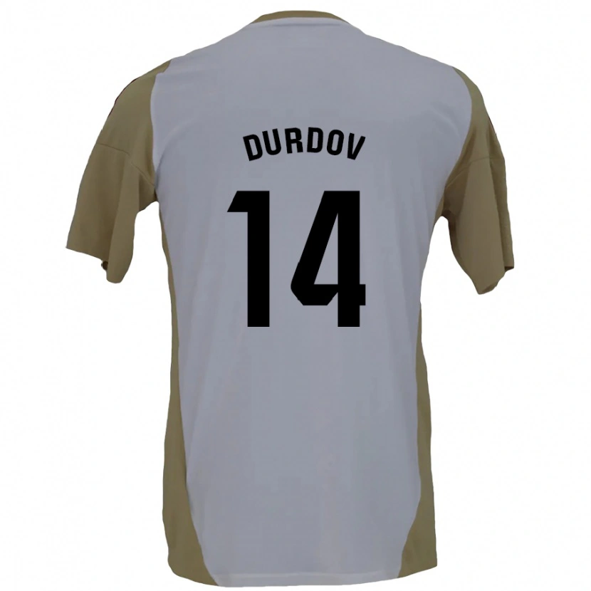 Danxen Enfant Maillot Ivan Durdov #14 Marron Blanc Tenues Extérieur 2024/25 T-Shirt