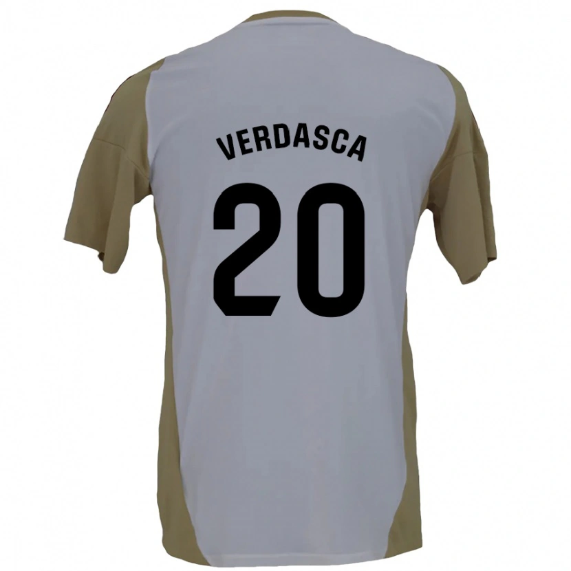 Danxen Enfant Maillot Diogo Verdasca #20 Marron Blanc Tenues Extérieur 2024/25 T-Shirt