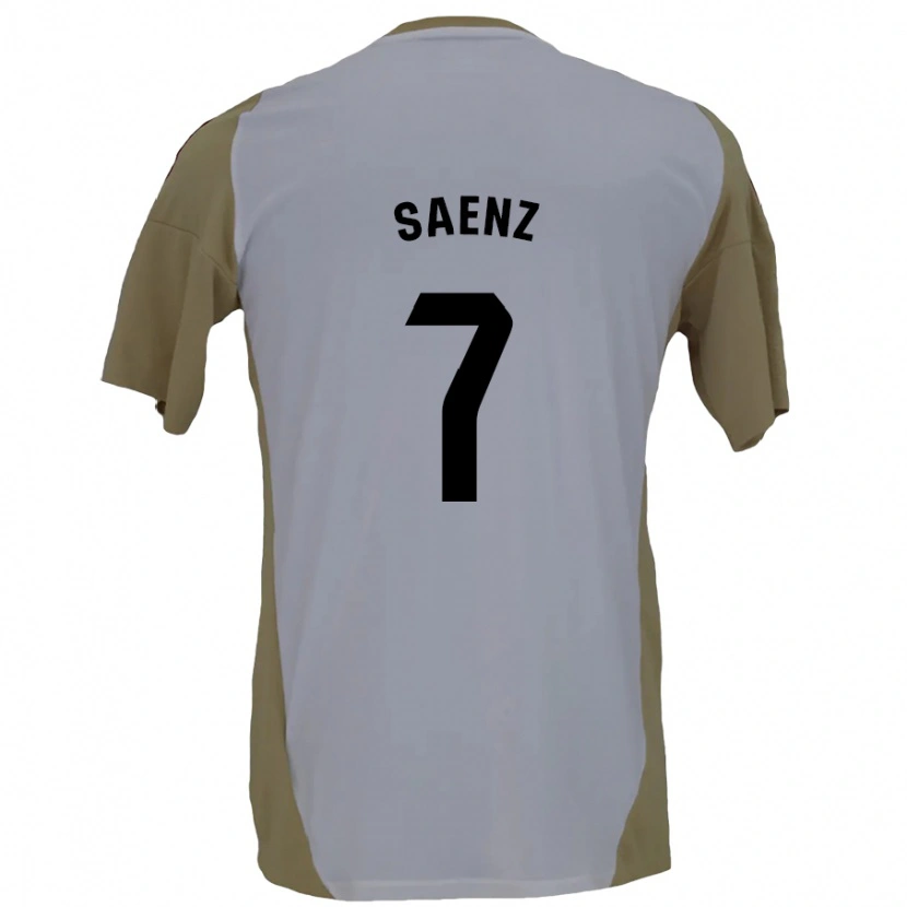 Danxen Enfant Maillot Raúl Sáenz #7 Marron Blanc Tenues Extérieur 2024/25 T-Shirt