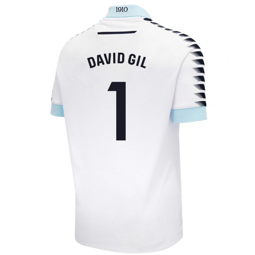 Danxen Enfant Maillot David Gil #1 Blanc Bleu Tenues Extérieur 2024/25 T-Shirt