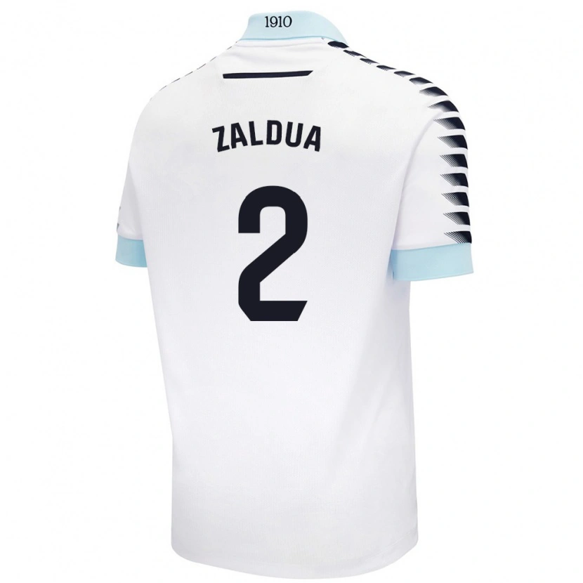 Danxen Enfant Maillot Joseba Zaldua #2 Blanc Bleu Tenues Extérieur 2024/25 T-Shirt