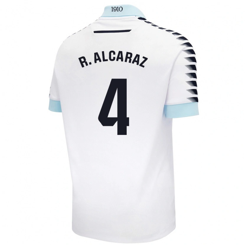 Danxen Enfant Maillot Rubén Alcaraz #4 Blanc Bleu Tenues Extérieur 2024/25 T-Shirt