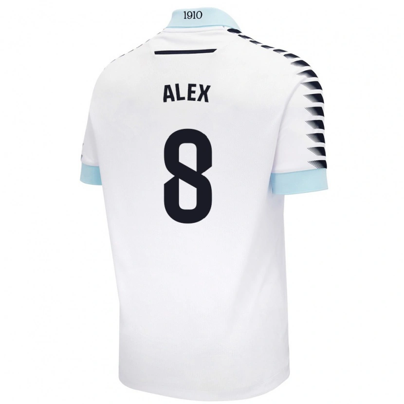 Danxen Enfant Maillot Álex Fernández #8 Blanc Bleu Tenues Extérieur 2024/25 T-Shirt