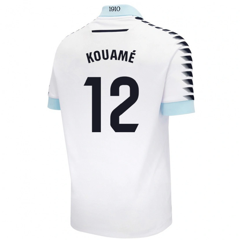 Danxen Enfant Maillot Rominigue Kouamé #12 Blanc Bleu Tenues Extérieur 2024/25 T-Shirt