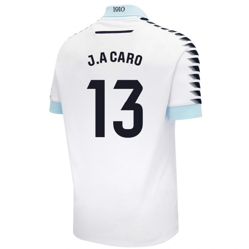 Danxen Enfant Maillot José Antonio Caro #13 Blanc Bleu Tenues Extérieur 2024/25 T-Shirt