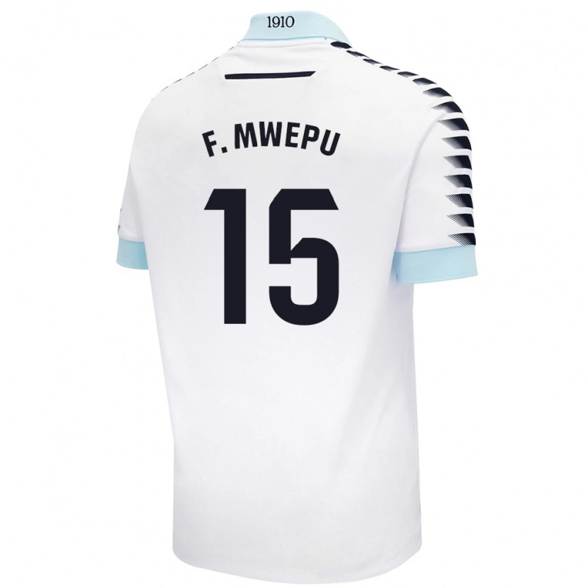 Danxen Enfant Maillot Francisco Mwepu #15 Blanc Bleu Tenues Extérieur 2024/25 T-Shirt