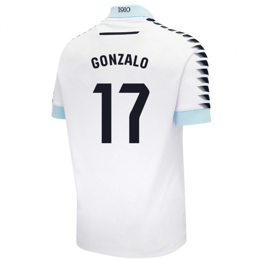 Danxen Enfant Maillot Gonzalo Escalante #17 Blanc Bleu Tenues Extérieur 2024/25 T-Shirt