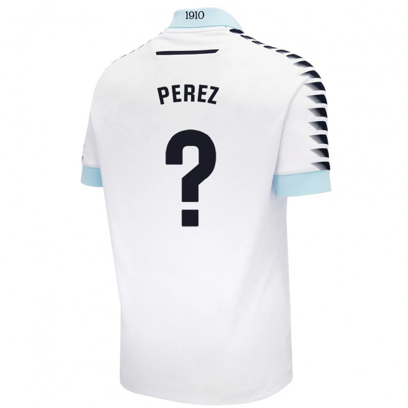 Danxen Enfant Maillot Ángel Pérez #0 Blanc Bleu Tenues Extérieur 2024/25 T-Shirt