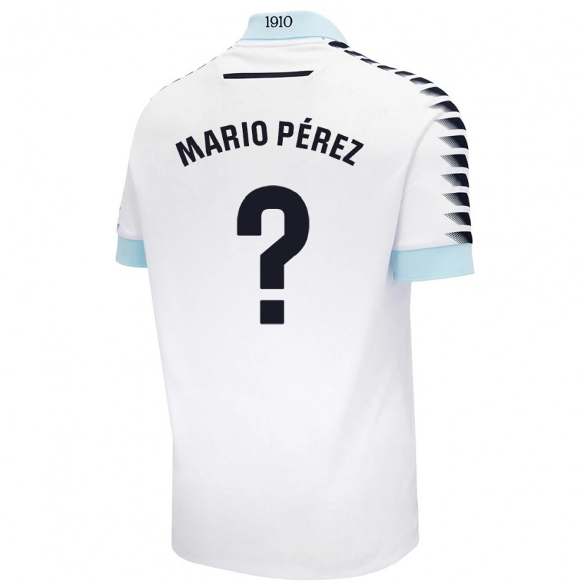 Danxen Enfant Maillot Mario Pérez #0 Blanc Bleu Tenues Extérieur 2024/25 T-Shirt