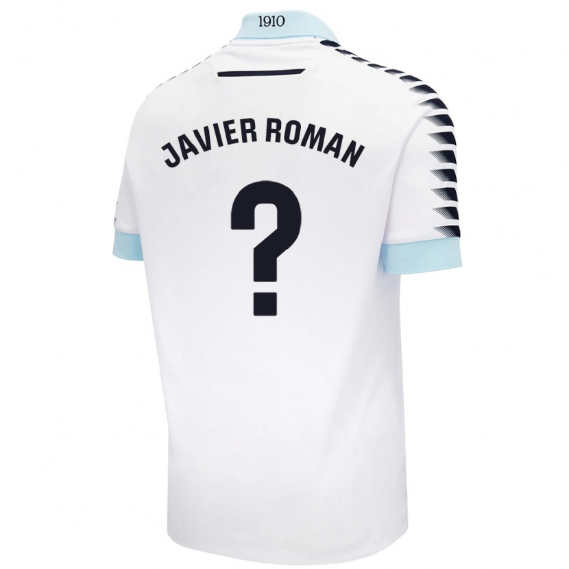 Danxen Enfant Maillot José Javier Román #0 Blanc Bleu Tenues Extérieur 2024/25 T-Shirt