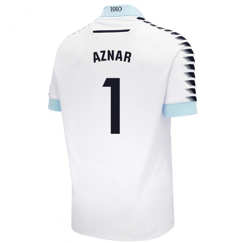 Danxen Enfant Maillot Victor Aznar #1 Blanc Bleu Tenues Extérieur 2024/25 T-Shirt