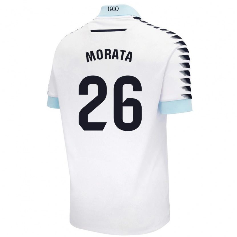 Danxen Enfant Maillot Álex Morata #26 Blanc Bleu Tenues Extérieur 2024/25 T-Shirt