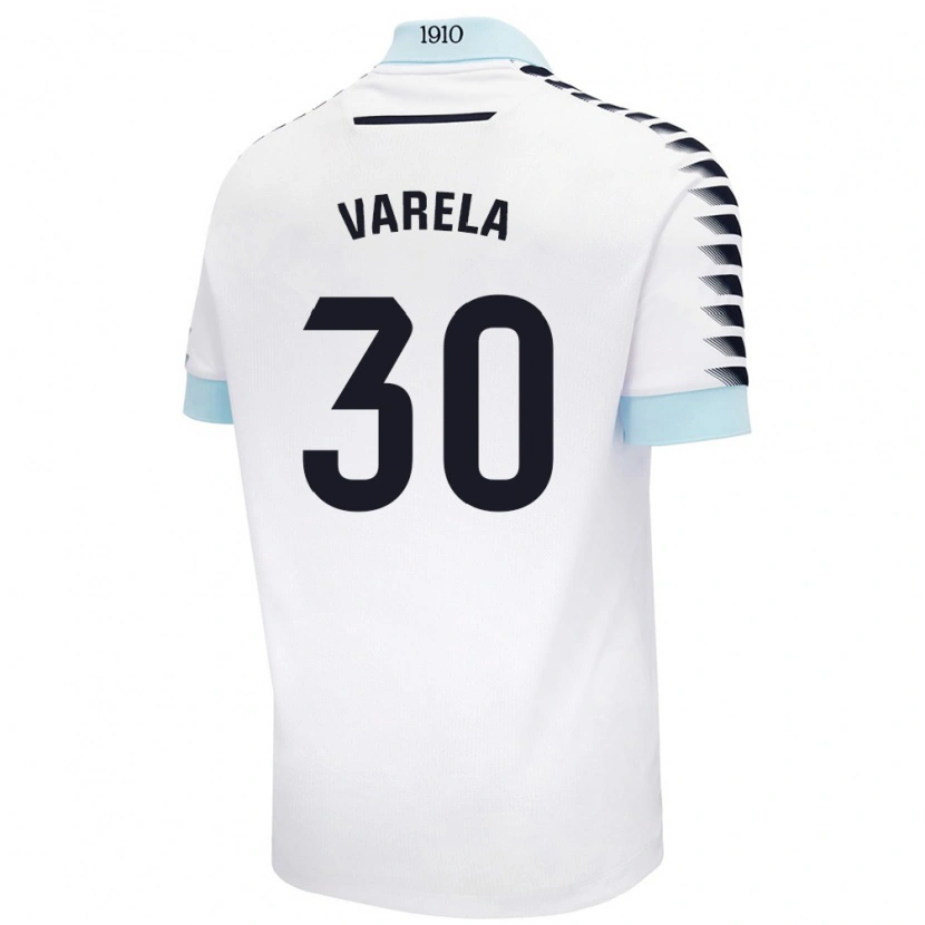 Danxen Enfant Maillot Brandon Varela #30 Blanc Bleu Tenues Extérieur 2024/25 T-Shirt