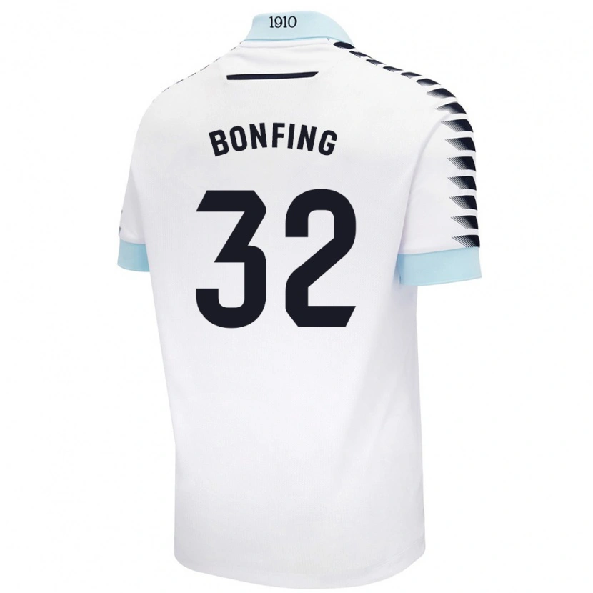 Danxen Enfant Maillot Boubacar Bonfing #32 Blanc Bleu Tenues Extérieur 2024/25 T-Shirt